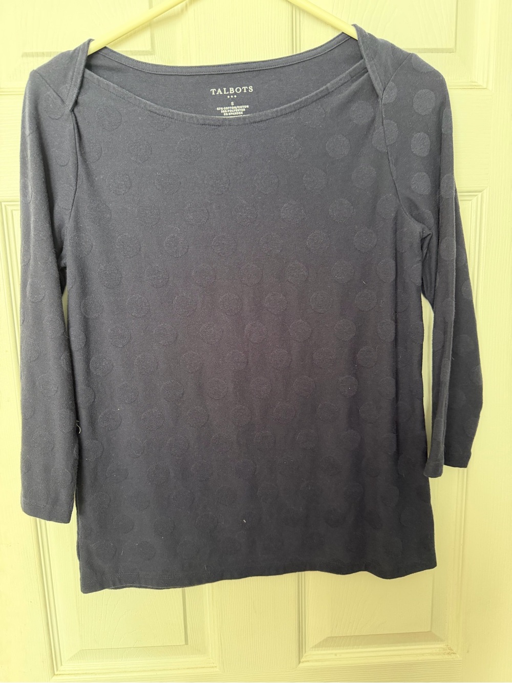 Talbots Navy Dot-Textured Long Sleeve Tee